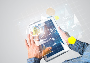 Concept of global connection and interaction interface on notebook display