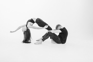 Caucasian Young Black White Dance Couple Posing