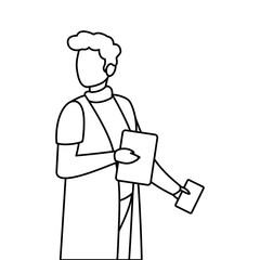 male medicine worker with uniform and documents