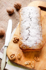 Banana cake with walnuts and dark chocolate