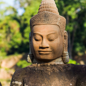 Buddha Statue, South Gate, Angkor Thom; Krong Siem Reap, Siem Reap Province, Cambodia