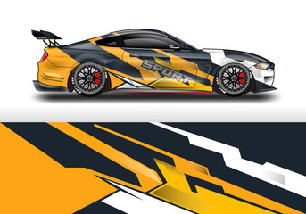 Obraz na płótnie Canvas Livery decal car vector , supercar, rally, drift . Graphic abstract stripe racing background . 