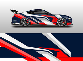 Livery decal car vector , supercar, rally, drift . Graphic abstract stripe racing background . 