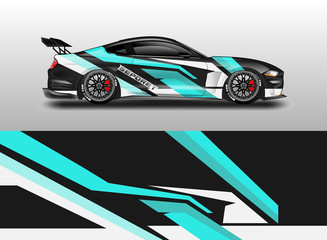 Livery decal car vector , supercar, rally, drift . Graphic abstract stripe racing background . 