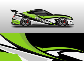 Obraz premium Livery decal car vector , supercar, rally, drift . Graphic abstract stripe racing background . 