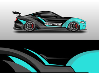 Fototapeta premium Livery decal car vector , supercar, rally, drift . Graphic abstract stripe racing background . 