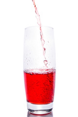Cherry juice on white background