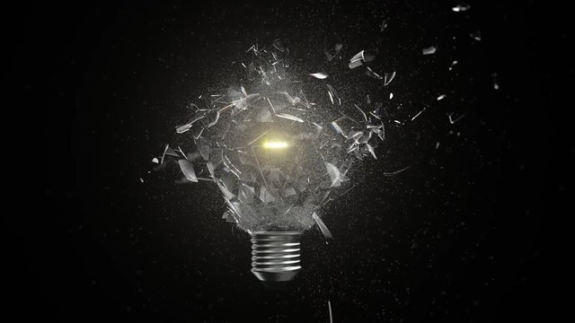 Slow Motion Incandescent Lightbulb Breaking Concept