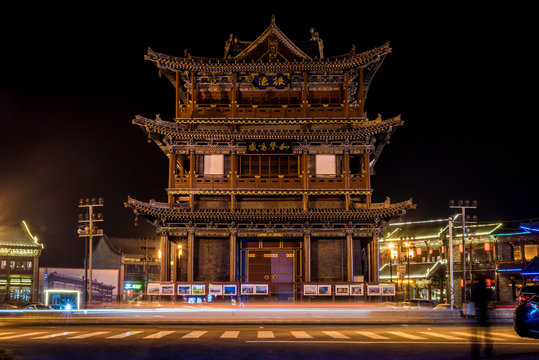 Datong's Drum Tower at night; Datong, China