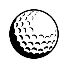 Foto op Canvas Vector Golf Ball - Black and White Close-up Icon © NewYear