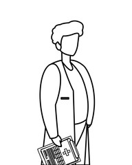 male medicine worker with uniform and documents