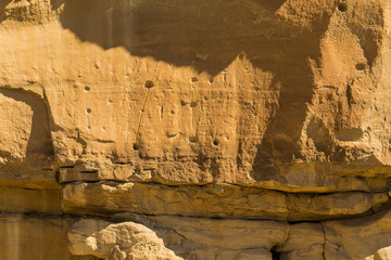 Petroglyph Carving in Stone Wall at Chaco Culture National Historical Park - Chaco Canyon NM