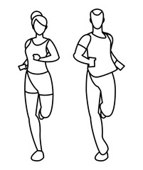 athletics couple running characters