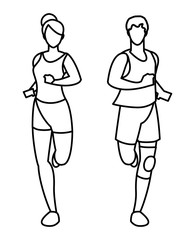 athletics couple running characters