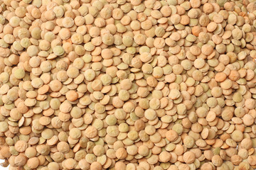 Pile lentils background. Pile lentils texture. Top view.