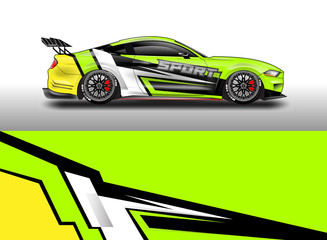 Obraz na płótnie Canvas Livery decal car vector , supercar, rally, drift . Graphic abstract stripe racing background . File ready to print and editable .