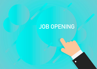 Poster Job Opening. Turquoise bubble background. Vector