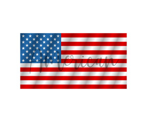 Flag USA with text american. Flag american isolated. Vector