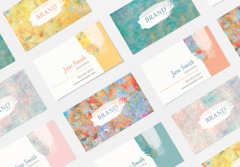 Business Card Layouts with Painted Elements