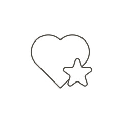 Heart, star vector icon. Element of simple icon for websites, web design, mobile app, info graphics. Thick line icon for website design and development
