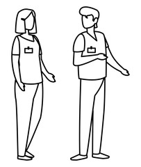 couple medicine workers with uniform characters