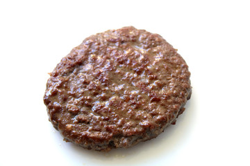 Hamburger meat roasted, on white background
