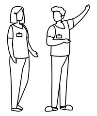 couple medicine workers with uniform characters