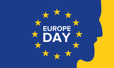 Europe Day. Annual public holiday in May. Is the name of two annual observance days - 5 May by the Council of Europe and 9 May by the European Union. Poster, card, banner and background. Vector illust
