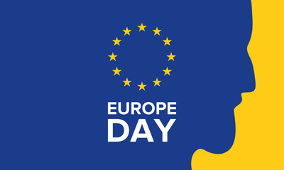 Europe Day. Annual public holiday in May. Is the name of two annual observance days - 5 May by the Council of Europe and 9 May by the European Union. Poster, card, banner and background. Vector illust