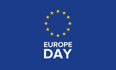 Europe Day. Annual public holiday in May. Is the name of two annual observance days - 5 May by the Council of Europe and 9 May by the European Union. Poster, card, banner and background. Vector illust