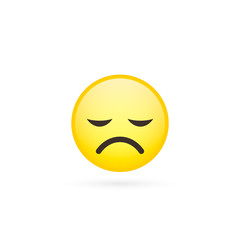 Indifferent cute emoticon, smiley, emoji - vector isolated illustration