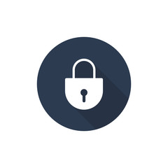 Lock icon with round grey background, Padlock Vector illustration