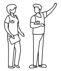 couple medicine workers with uniform characters