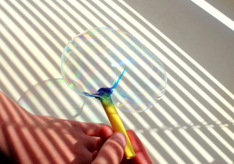 soap bubble close-up on a light surface selective focus.