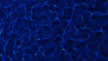 Wave 3d. Wave of particles. Abstract Blue Geometric Background. Big data visualization. Data technology abstract futuristic illustration. 3d rendering.