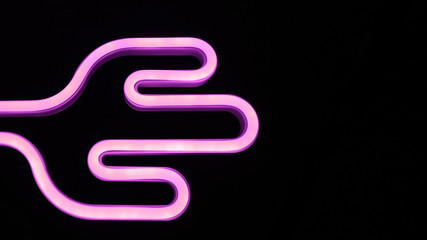 LED fluorescent neon purple lamp on black background.