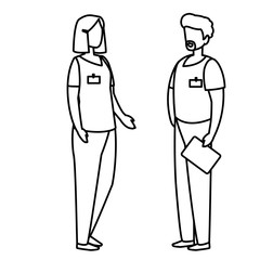 couple medicine workers with uniform characters