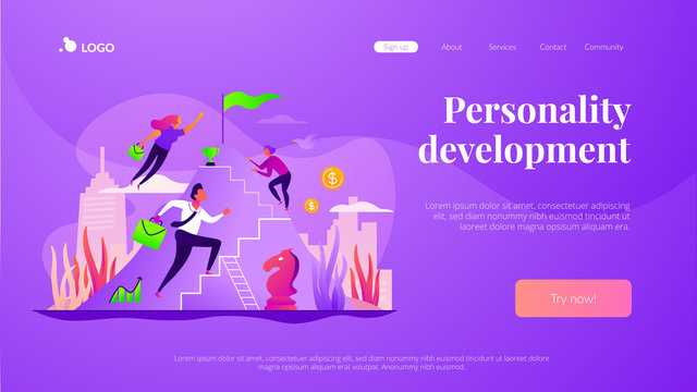 Career development, careerbuilder, personality development and career planning progress concept. Website homepage interface UI template. Landing web page with infographic concept hero header image.