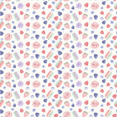 watercolor sweets seamless pattern.