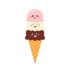 Cartoon icecream with funny faces
