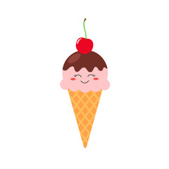 Cute ice cream with cherry