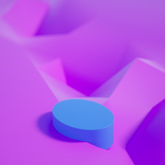 Podium on a geometric background with bokeh effect