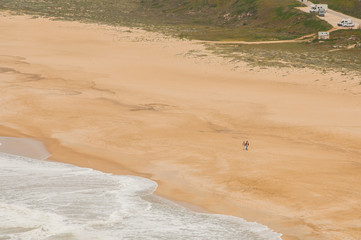 Landscape of the beautiful beach of Nazareth, Portugal