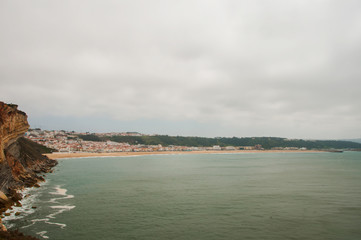 Landscape of the beautiful beach of Nazareth, Portugal