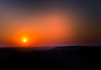 orange sunset on the horizon