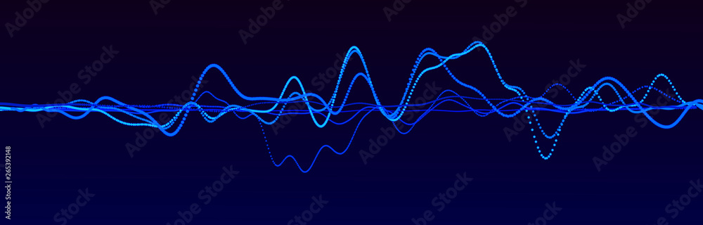 Poster sound wave element. abstract blue digital equalizer. big data visualization. dynamic light flow. 3d 