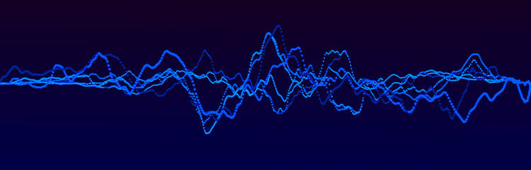 Sound wave element. Abstract blue digital equalizer. Big data visualization. Dynamic light flow. 3d rendering.
