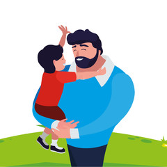 father with son in the field