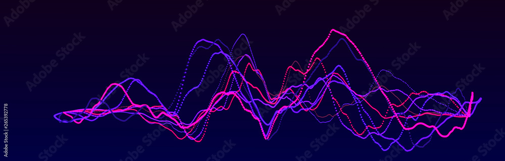 Poster sound wave element. abstract blue digital equalizer. big data visualization. dynamic light flow. 3d 