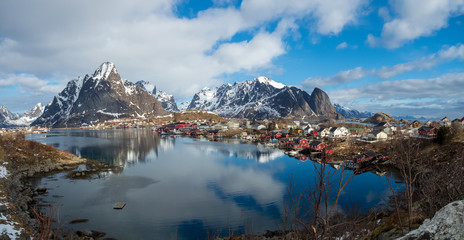 Reine village with fjord, Lofoten Norway